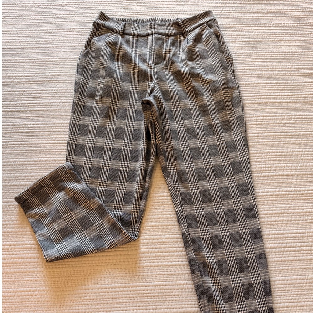 Ambiance Apparel Plaid ‎ Womens Small Grey Black High Rise Tapered Pants Size S